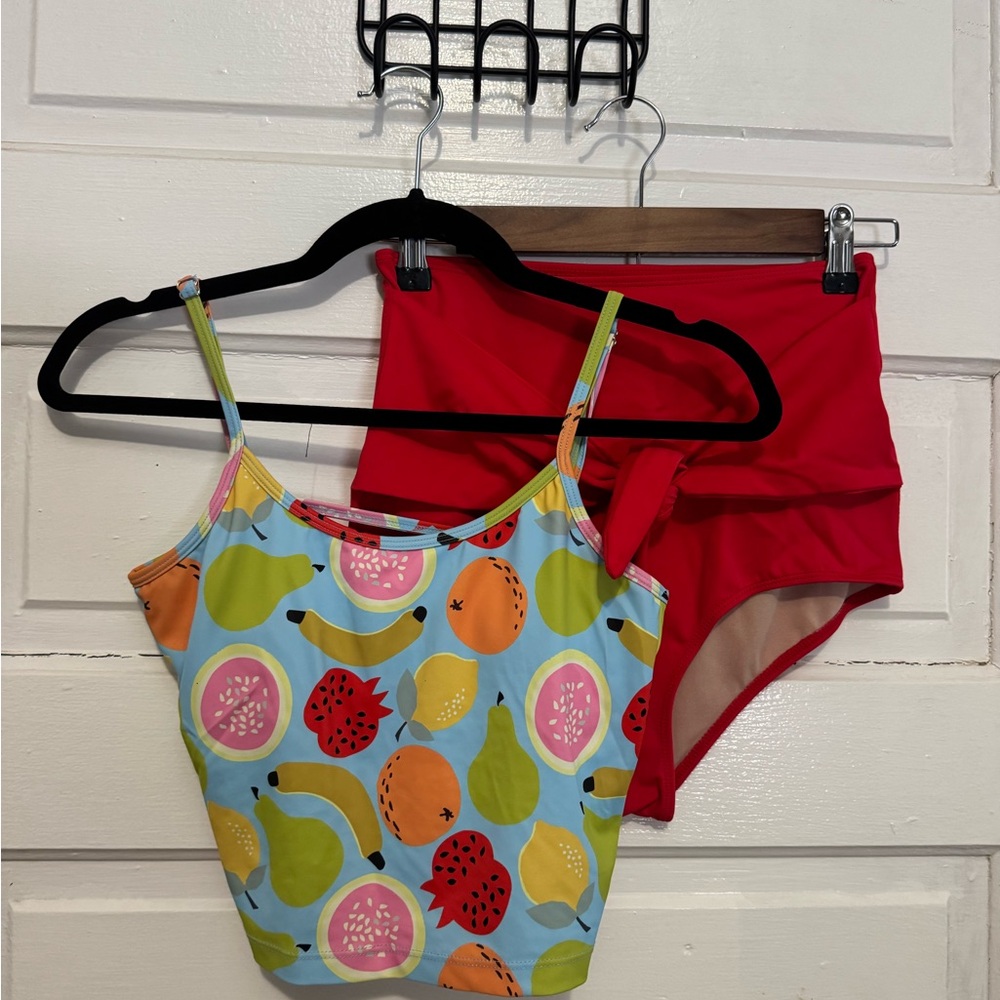 Colorful Fruit Print Tankini Set